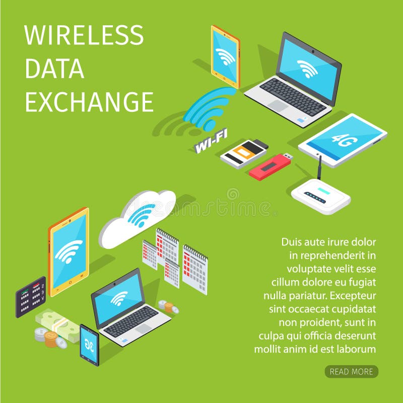 Wireless Data Exchange Equipment for Connection Stock Vector
