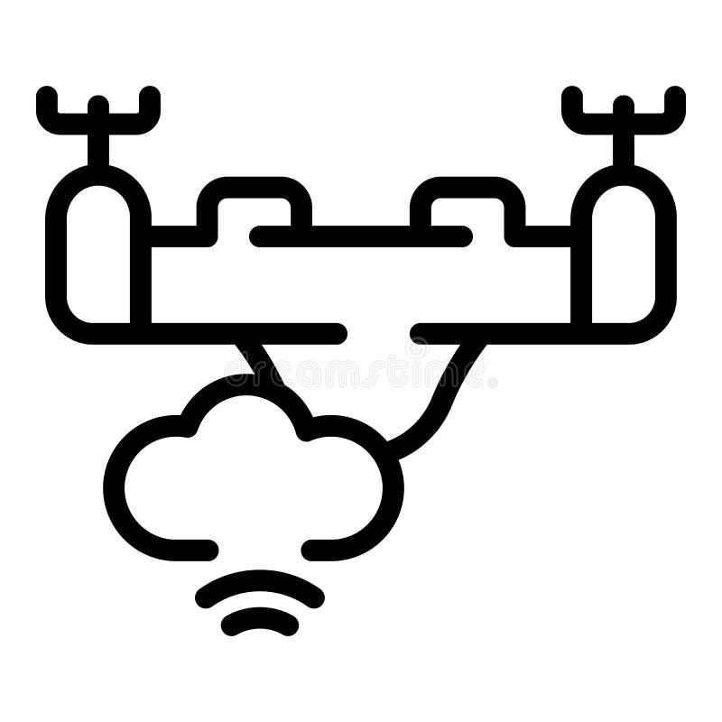 Wireless drone icon, outline style royalty free illustration