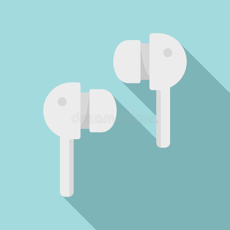 Wireless Earbuds Icon, Flat Style Stock Vector Illustration of