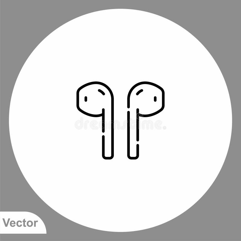 Wireless Earphones Vector Icon Sign Symbol Stock Vector Illustration
