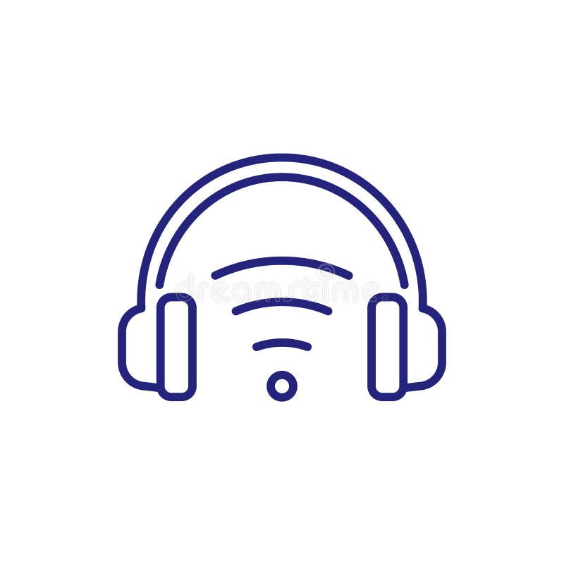 Wireless Headset Line Icon. Stock Vector Illustration of symbol, headphones 216474921