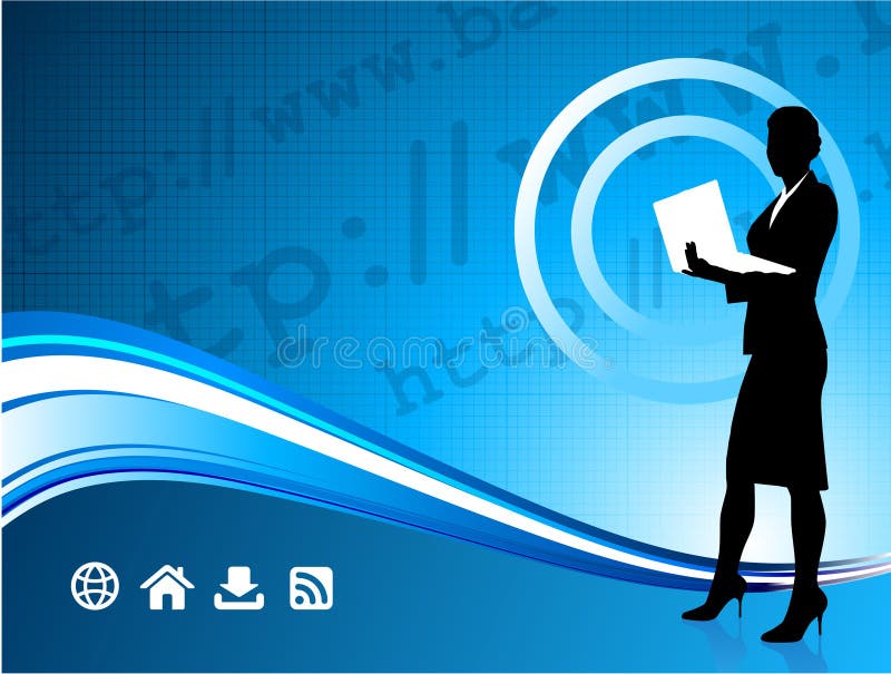 Wireless internet background with businesswoman