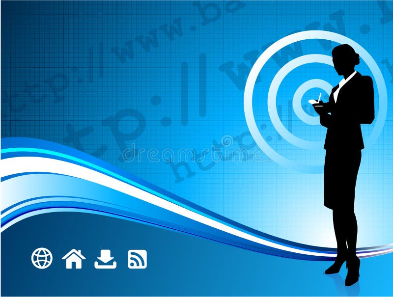 Wireless internet background with businesswoman