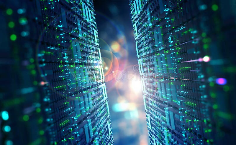 Wireless internet technologies. Database protection and secure transmission of information on blockchain network vector illustration