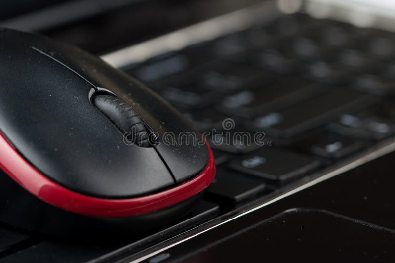 Wireless Mouse On Keyboard Laptop On Desk Stock Photo Image Of