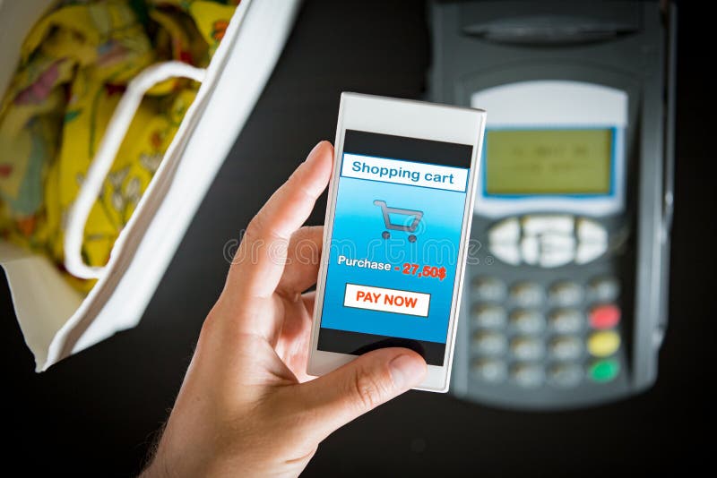 Wireless Payment Using Smartphone And NFC Technology. Stock Image