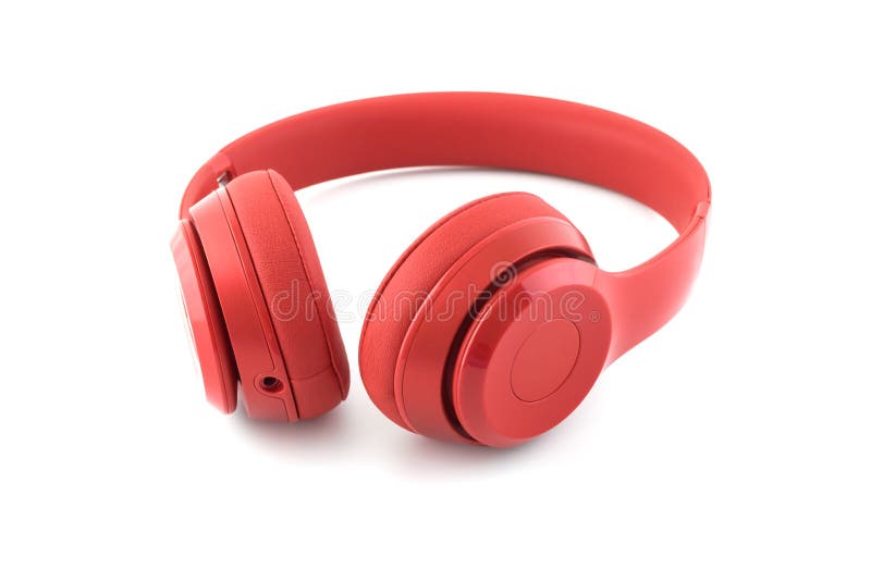 Wireless Red headphone on white