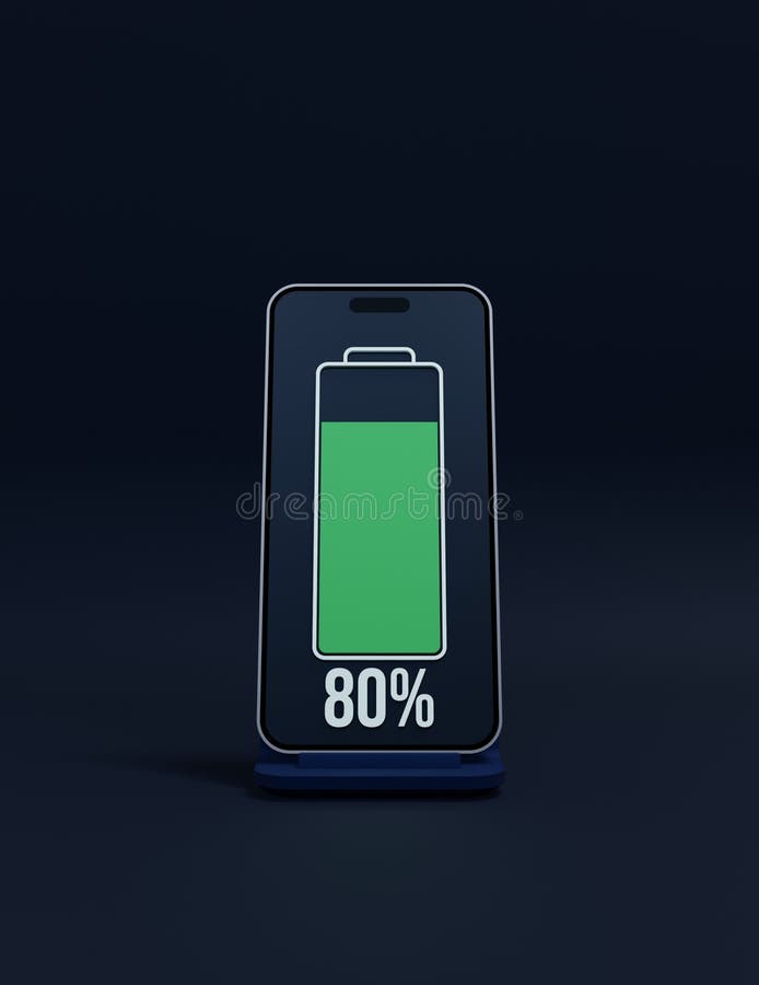 Wireless Smartphone Battery Charging Percentage Indicator Symbol 3D