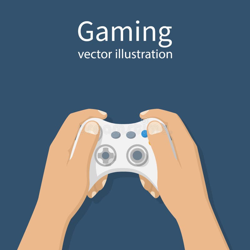 Video Game, Playing Online. Gamer With A Laptop Sits On A Big Joystick.  Young Guy Is Playing An Online Game. Vector Illustration Flat Design.  Isolated On White Background. Royalty Free SVG, Cliparts