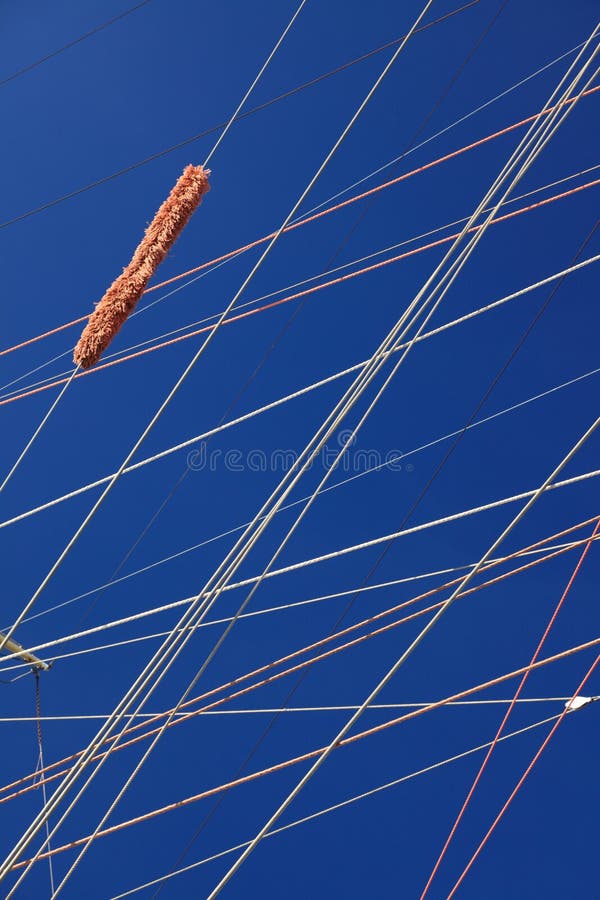 Wires, rope detail, rigging of boat