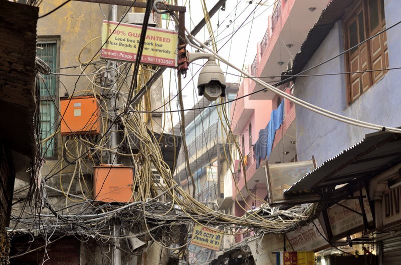 Electrical Wiring in India editorial stock photo. Image of distribute