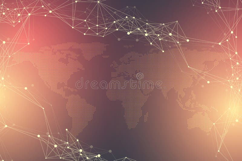 Virtual Graphic Abstract Background Communication with Dotted World Map. Perspective backdrop of depth. Digital data visualization. Vector illustration. Virtual Graphic Abstract Background Communication with Dotted World Map. Perspective backdrop of depth. Digital data visualization. Vector illustration.