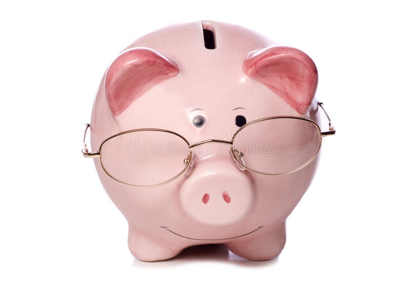 Wise money saving piggy bank cut out
