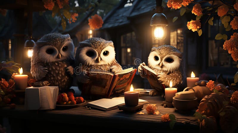 Vector illustration of owl eating ice cream stock illustration