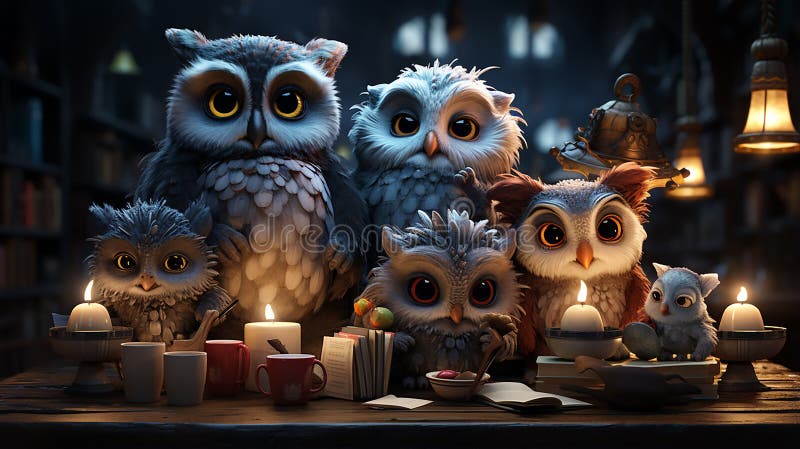 Vector illustration of owl eating ice cream vector illustration