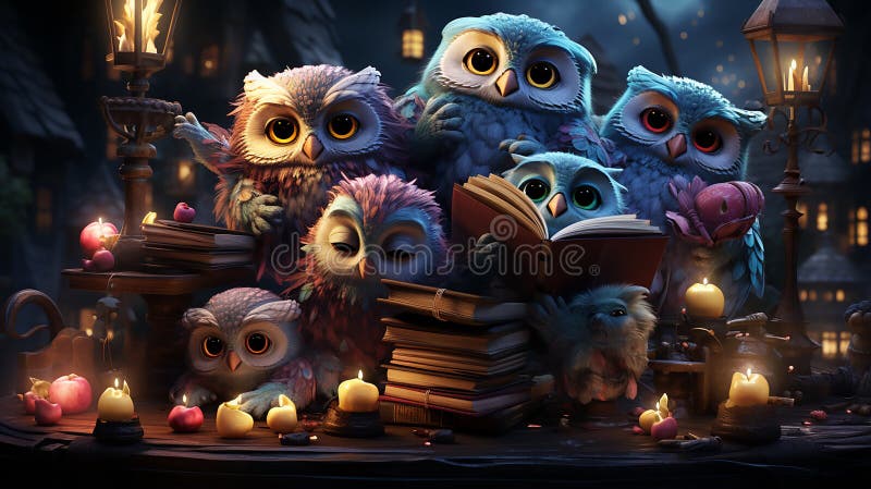 Vector illustration of owl eating ice cream vector illustration