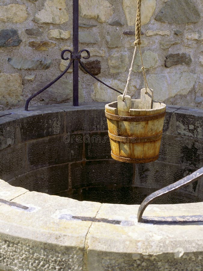 Agua está bien viejo balde en fortaleza,.