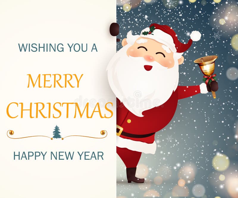 Wishing You a Merry Christmas. Happy New Year. Smiling Happy Santa ...