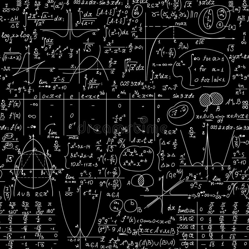 Wiskunde Onderwijs Vector Naadloos Patroon Met Formules Vergelijkingen En Geometrische Cijfers Met De Hand Geschreven Op Het Do Vector Illustratie Illustratie Bestaande Uit Laboratorium Math