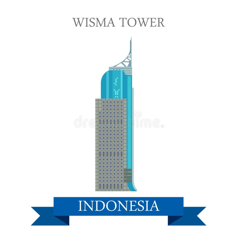 Wismatoren de vector vlakke aantrekkelijkheid in van Djakarta, Indonesië stock illustratie Wismatoren de vector vlakke aantrekkelijkheid in van Djakarta, Indonesië stock illustratie