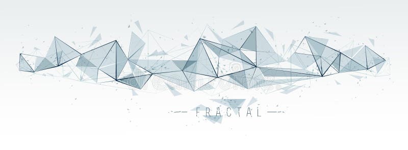 Wissenschaft und Technologie: 3D-Maschenabstrakter Vektor-Hintergrund, angeschlossene Netzlinien Fraktale-Design, Polygonalelement stock abbildung