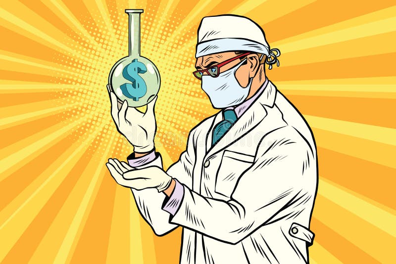 Wissenschaftler in der Maske analysiert die Wirtschaft vektor abbildung Wissenschaftler in der Maske analysiert die Wirtschaft vektor abbildung
