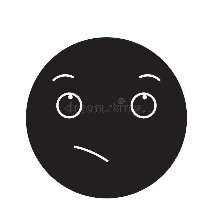 Wistful Emoji Black Vector Concept Icon. Wistful Emoji Flat ...