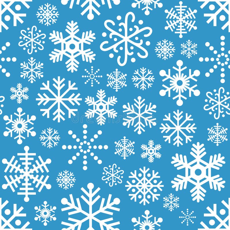 Wit Sneeuwvlokken Naadloos Patroon op Blauw vector illustratie Wit Sneeuwvlokken Naadloos Patroon op Blauw vector illustratie