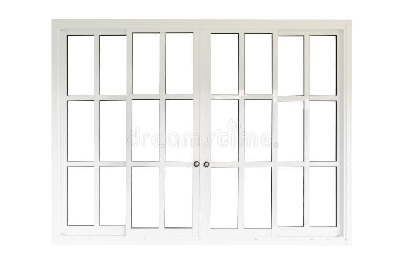 Witte vintage raamkozijnen geïsoleerd op wit royalty-vrije stock foto