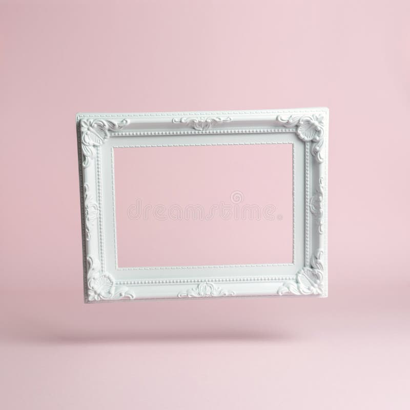 Wit uitstekend kader op roze achtergrond Minimale Samenstelling royalty-vrije stock fotografie Wit uitstekend kader op roze achtergrond Minimale Samenstelling royalty-vrije stock fotografie