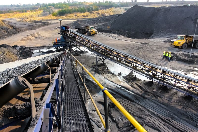Coal Ore on a Conveyor Belt for Processing Editorial Image Image of