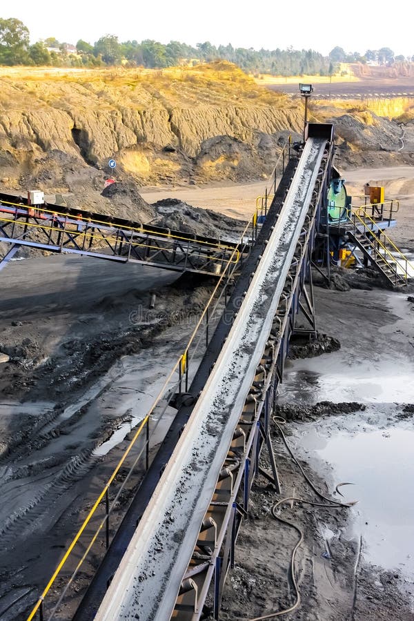 Coal Ore on a Conveyor Belt for Processing Editorial Image Image of