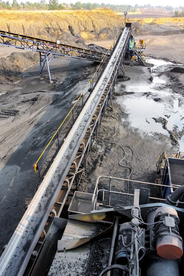 Coal Ore on a Conveyor Belt for Processing Editorial Stock Image