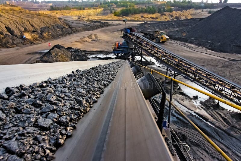 Coal Ore on a Conveyor Belt for Processing Editorial Photo Image of