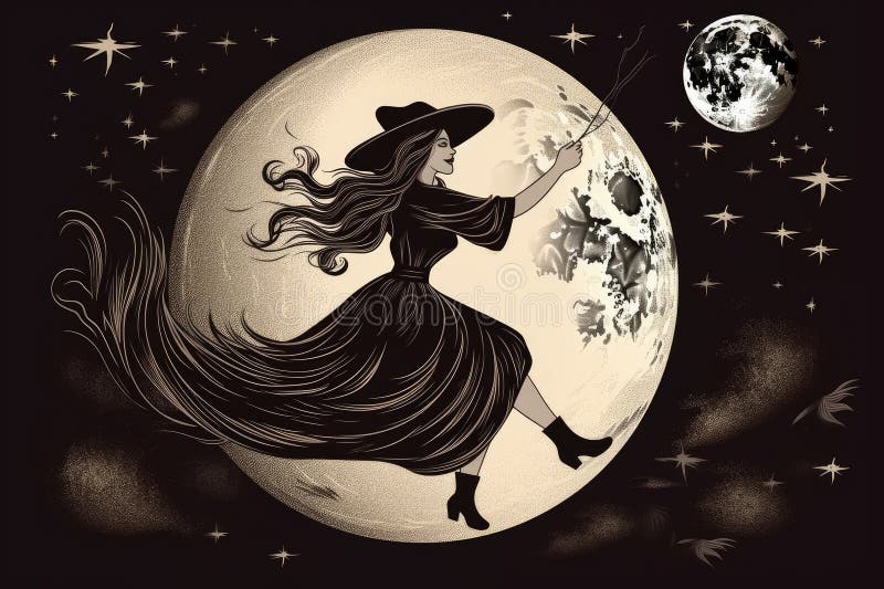 witch backdrop of the moon and stars . Halloween witch flying a full moon in the background . A Halloween illustration . witch backdrop of the moon and stars . Halloween witch flying a full moon in the background . A Halloween illustration .
