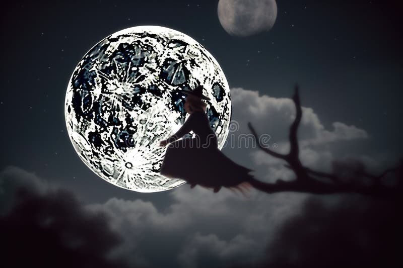 witch backdrop of the moon and stars . Halloween witch flying a full moon in the background . A Halloween illustration . witch backdrop of the moon and stars . Halloween witch flying a full moon in the background . A Halloween illustration .