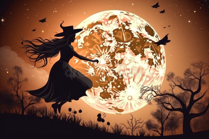 witch backdrop of the moon and stars . Halloween witch flying a full moon in the background . A Halloween illustration . witch backdrop of the moon and stars . Halloween witch flying a full moon in the background . A Halloween illustration .