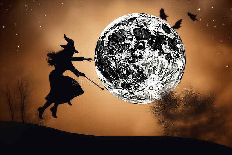 witch backdrop of the moon and stars . Halloween witch flying a full moon in the background . A Halloween illustration . witch backdrop of the moon and stars . Halloween witch flying a full moon in the background . A Halloween illustration .