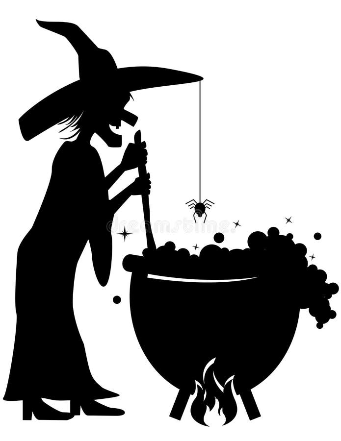 Witch Brewing A Potion In A Cauldron Stock Vector - Image: 35587925