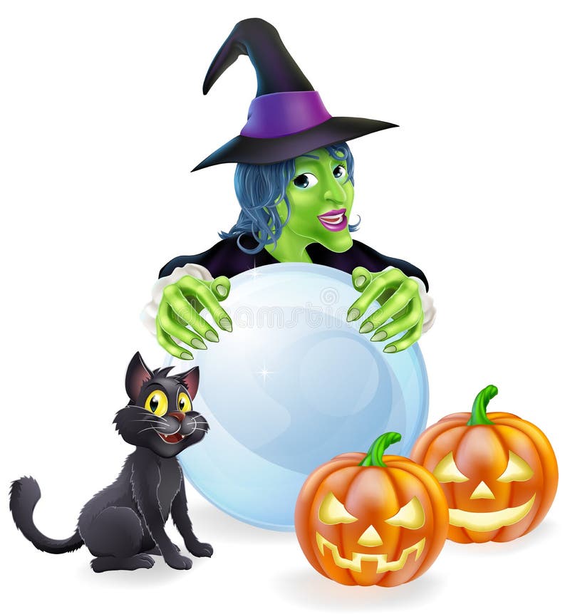 Cute Halloween Witches Cat Cartoon Stock Vector - Illustration of ...