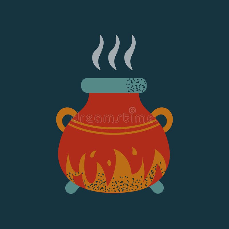Witch Cauldron Cooking Potion Spell Halloween Pot Stock Vector