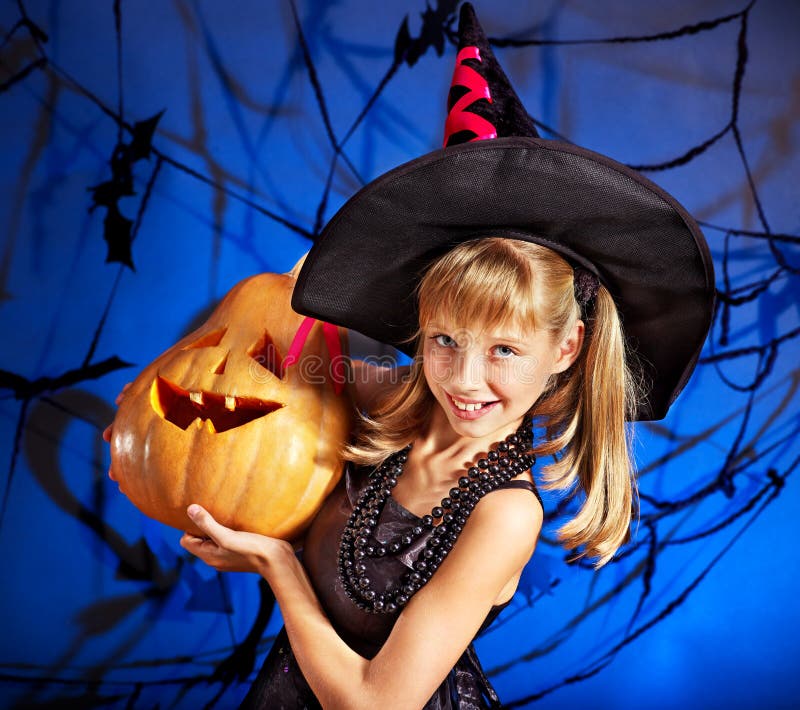 Witch Child at Halloween Party. Stock Photo - Image of child ...