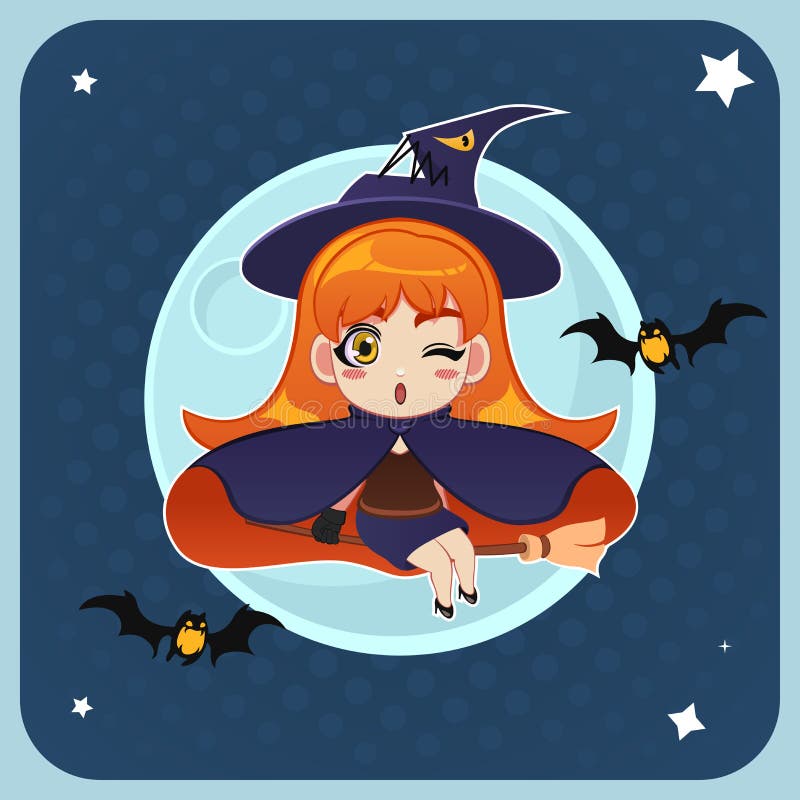 witch on a broom in moon witch on a broom in moon