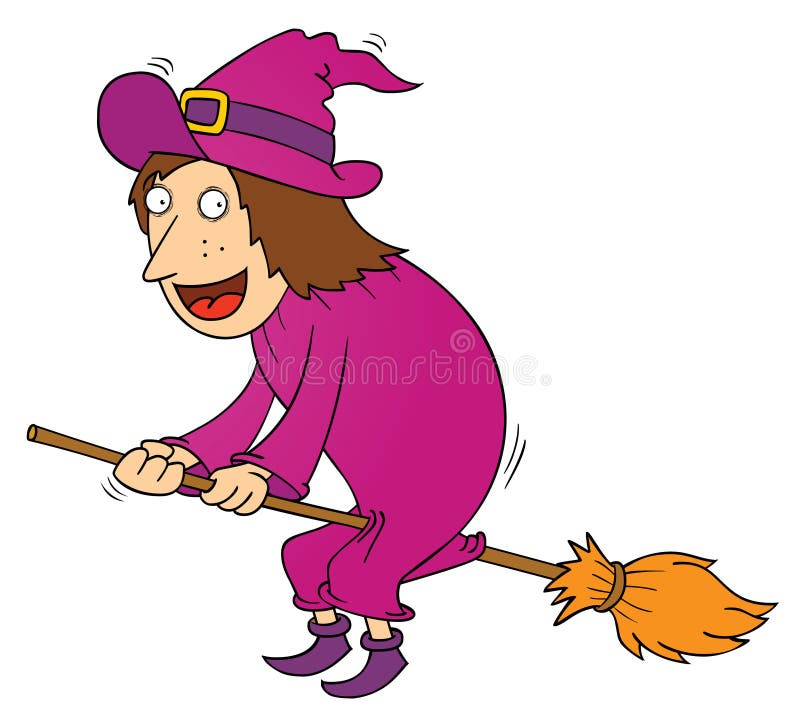 Witch and magical broom stock vector. Illustration of magical - 33070192