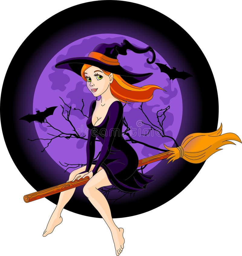 Witch riding a broom