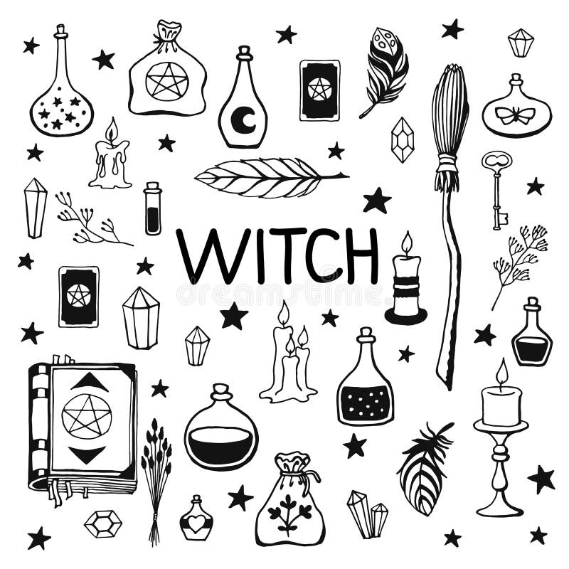 Witchcraft Magic Background For Witches And Wizards Vector Vintage Collection Hand Drawn Magic Tools Concept Of Witchcraft Stock Vector Illustration Of Alchemy Hand 184192878