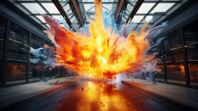 Explosive Power Burst in Modern Laboratory - Captivating High-Resolution Stock Image stock images