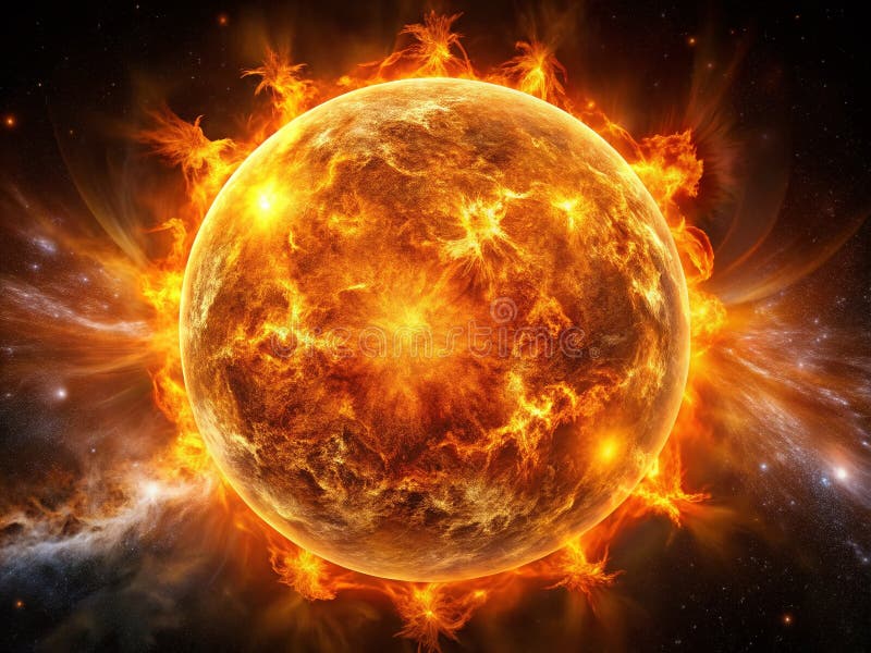 Witness the Dynamic Sun Realistic Animation of Solar Flares and Surface Textures for Education and Visual Inspiration (Dynamiczne ilustracja wektor