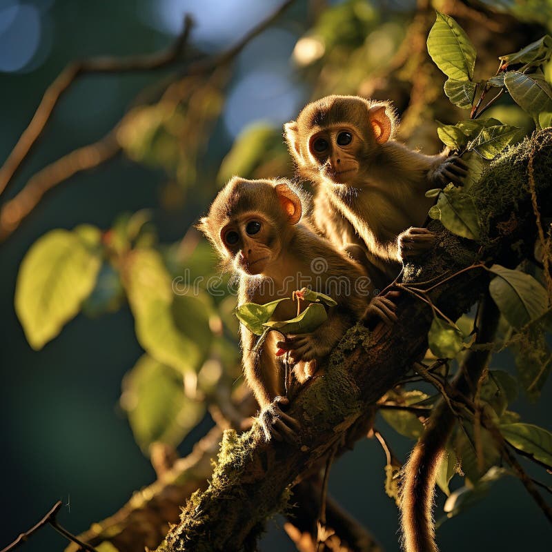 Curious Monkey Swinging Through Vibrant Jungle