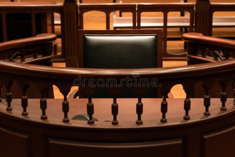 A Witness Stand With A Black Seat In The Court Room Infront Of Tribunal When Witness Testify Of Evidence To Judge They Will Sit A Stock Image Image Of Conceptual Retro